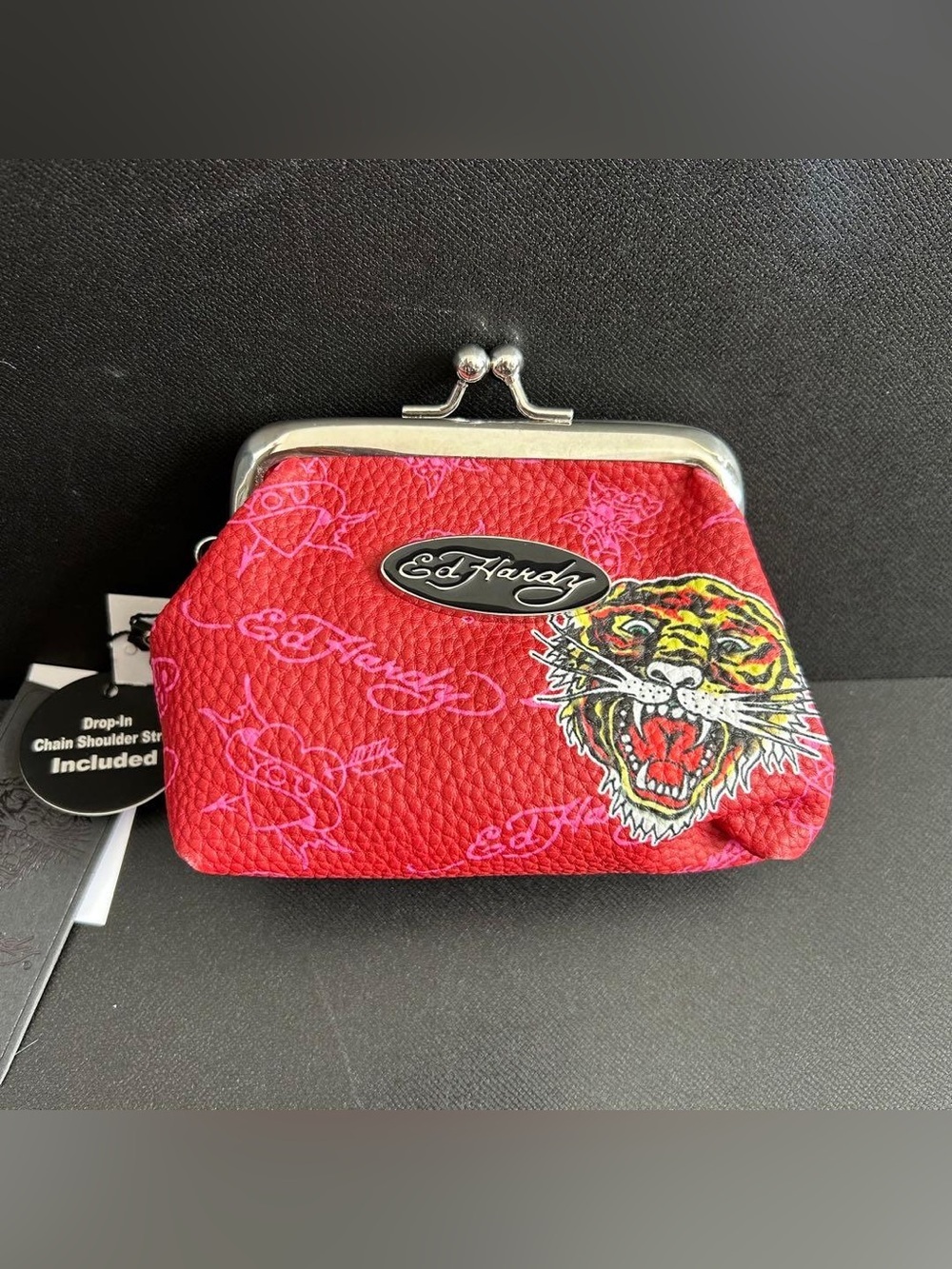 Ed Hardy Red Tiger Kiss-Lock Crossbody Mini Bag - Picture 3 of 4